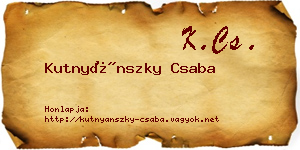 Kutnyánszky Csaba névjegykártya