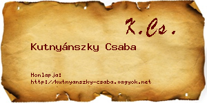 Kutnyánszky Csaba névjegykártya